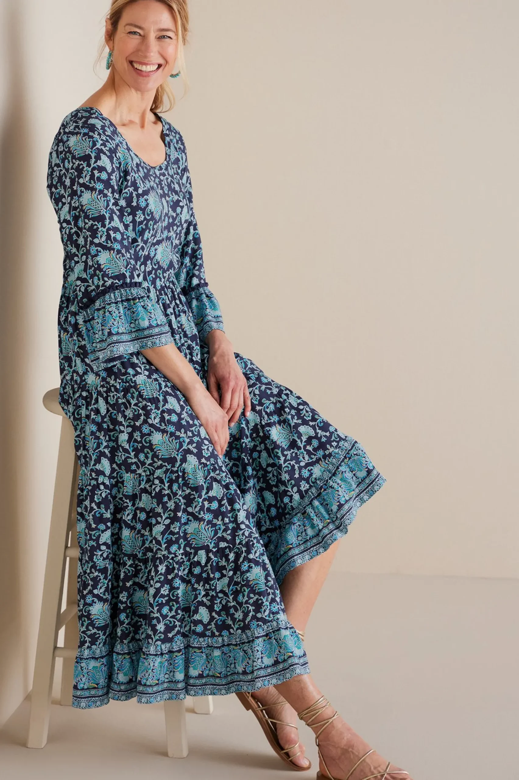 petites_lily_midi_dress_1.webp Feminine Flourish | Dresses-Soft Surroundings Petites Lily Midi Dress Maroon Sketched Botanicals