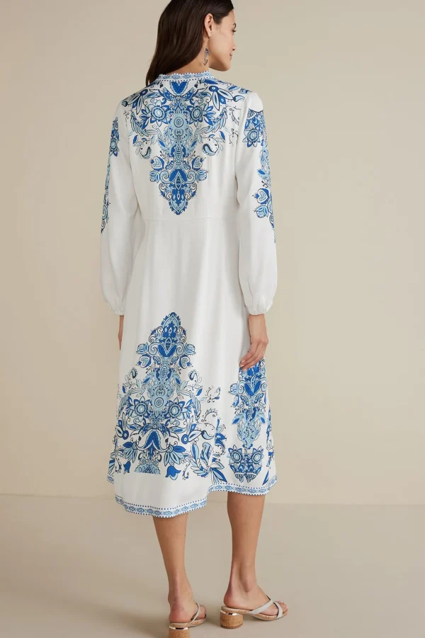 Into The Blues | Global Artistry-Soft Surroundings Petites Louise Midi Dress Perissa Scarf