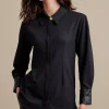long sleeve | shirts-Soft Surroundings Petites Mattea Faux Leather Cuff Tunic Black