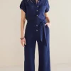 Into The Blues | Gauze Shop-Soft Surroundings Petites Natasha Gauze Jumpsuit Navy