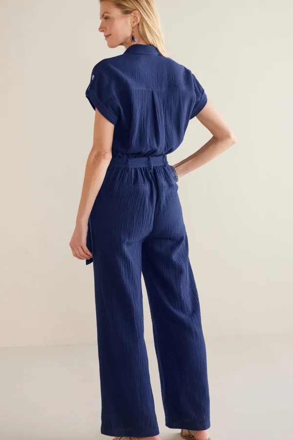 Into The Blues | Gauze Shop-Soft Surroundings Petites Natasha Gauze Jumpsuit Navy