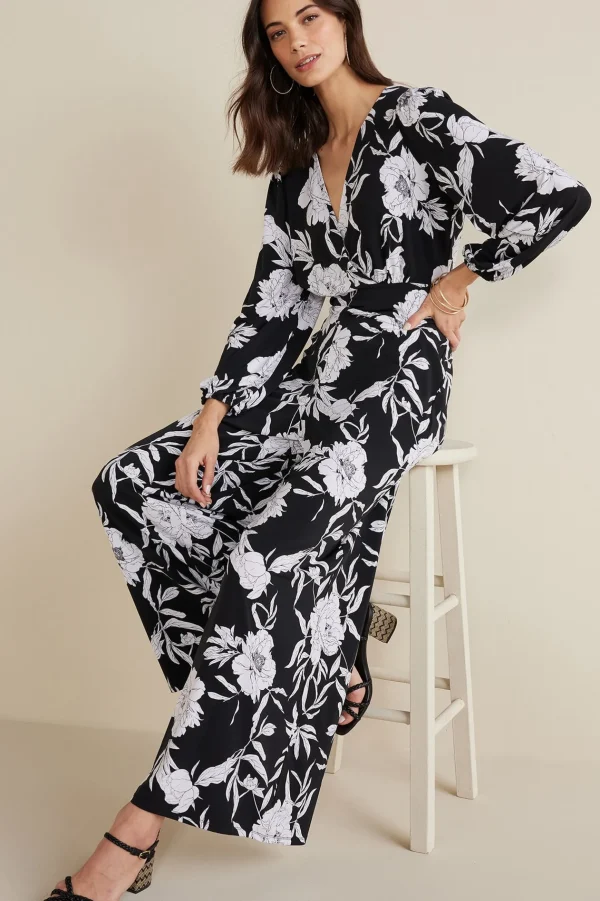 The Floral Shop | Dresses-Soft Surroundings Petites Penelope Long Sleeve Jumpsuit Black