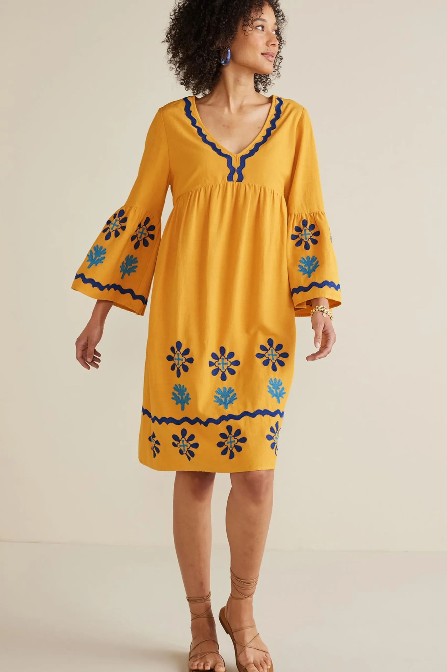 petites_petra_short_dress_1.webp Global Artistry | Dresses-Soft Surroundings Petites Petra Short Dress Golden Glow