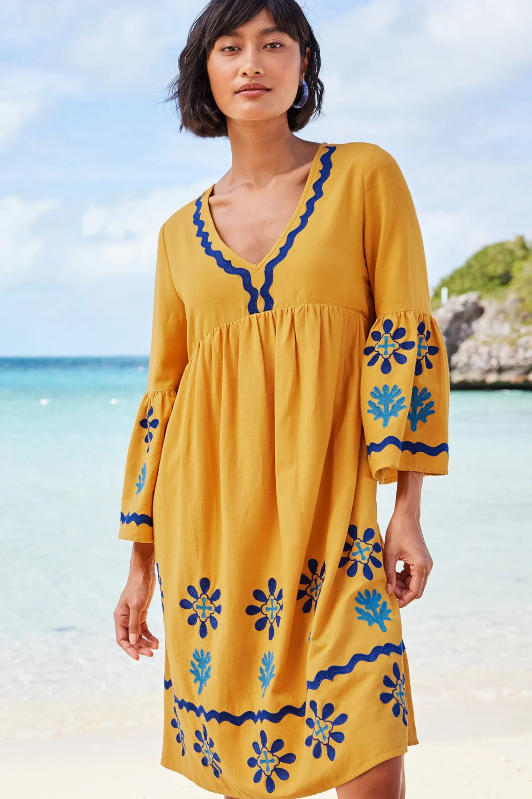 petites_petra_short_dress_4.webp Global Artistry | Dresses-Soft Surroundings Petites Petra Short Dress Golden Glow
