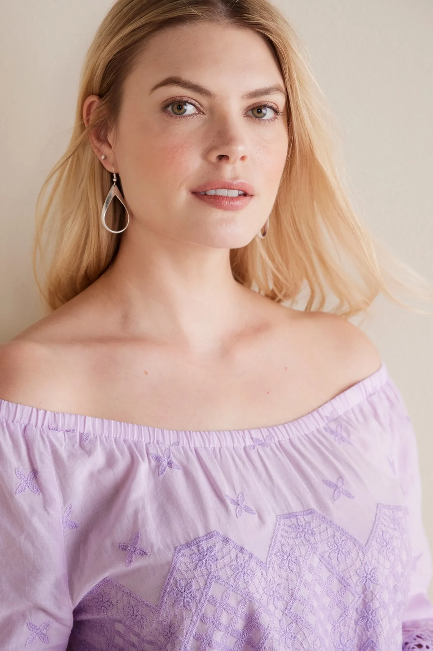 petites_pilar_off_the_sho_5.webp Feminine Flourish | Global Artistry-Soft Surroundings Petites Pilar Off the Shoulder Top Orchid Bloom
