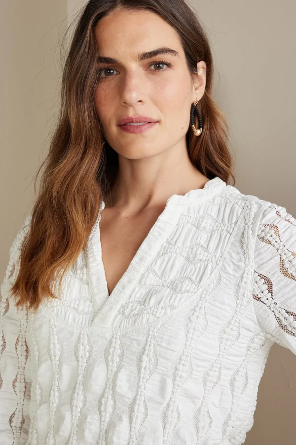 Feminine Flourish | Global Artistry-Soft Surroundings Petites Priya Knit Lace Tunic White
