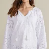 Feminine Flourish | Global Artistry-Soft Surroundings Petites Rhiannon Eyelet Peasant Top White