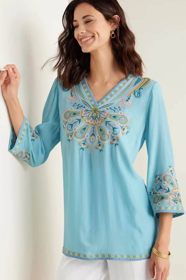Into The Blues | Global Artistry-Soft Surroundings Petites River Island Tunic Aquamarine