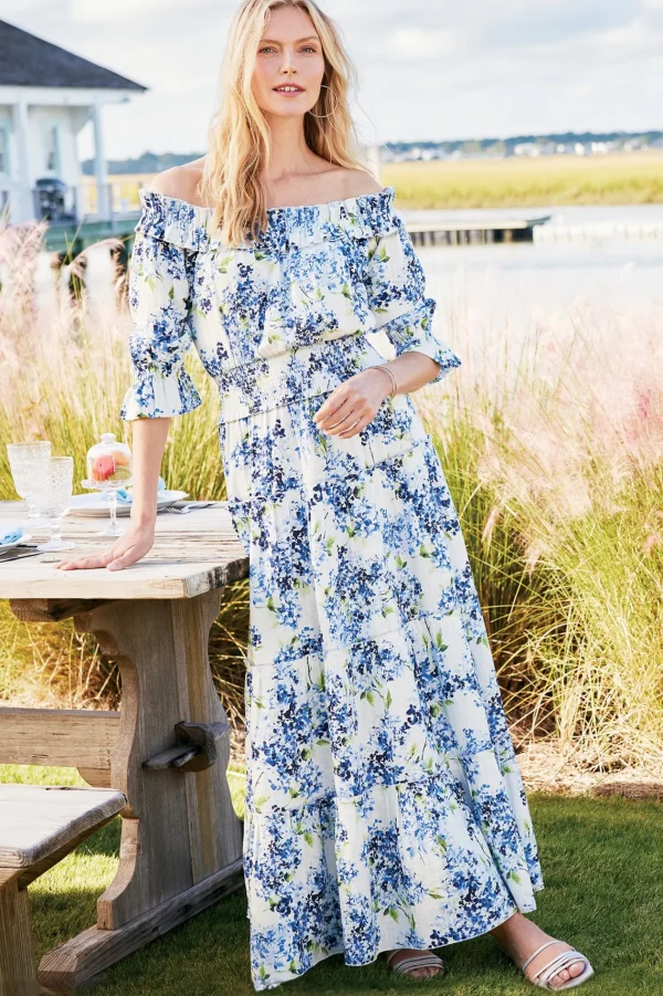 Into The Blues | The Floral Shop-Soft Surroundings Petites Rosana Maxi Dress Wisteria