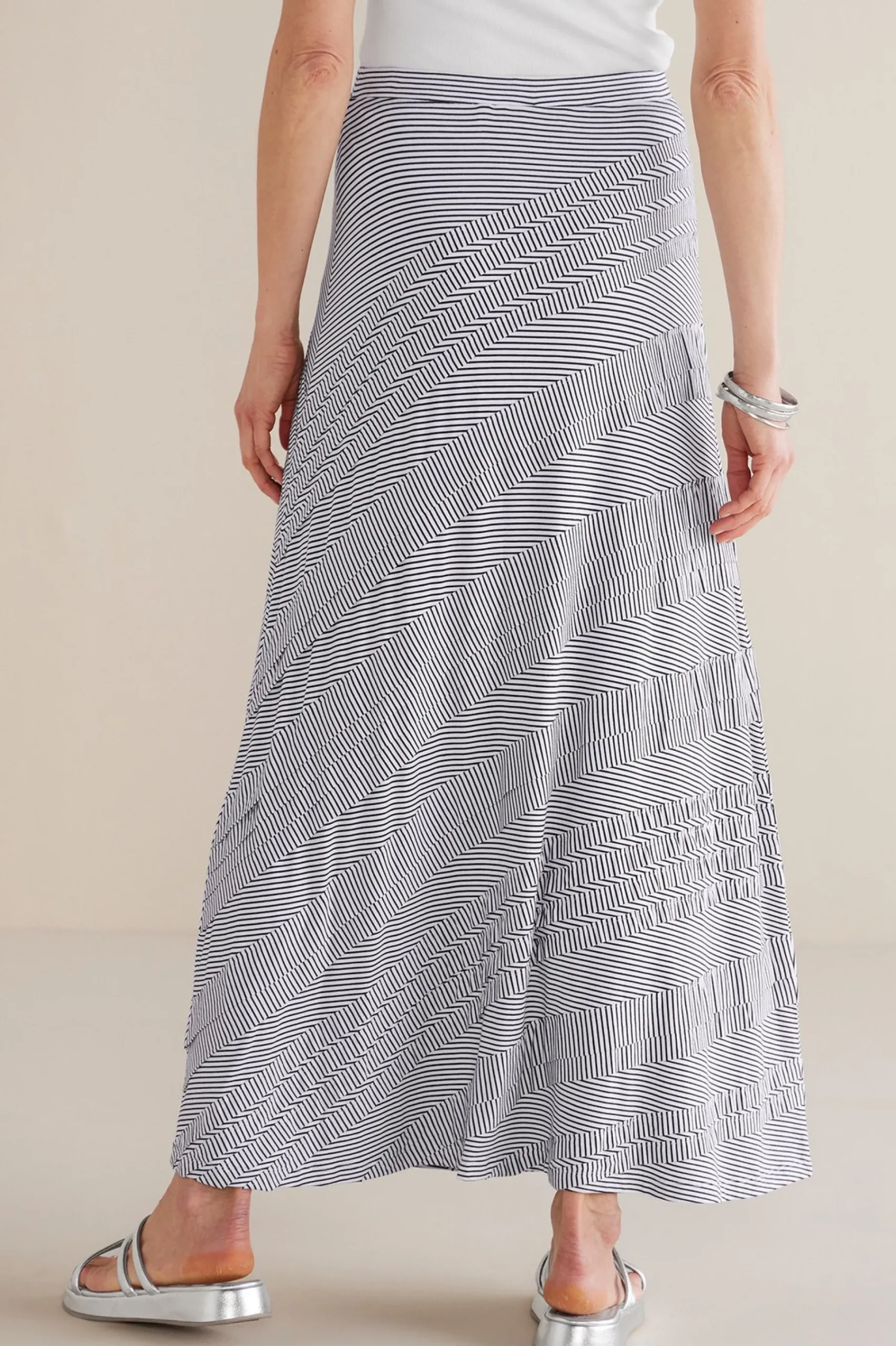 petites_rosemary_skirt_2.webp Global Artistry | Skirts-Soft Surroundings Petites Rosemary Skirt Black/White Stripe