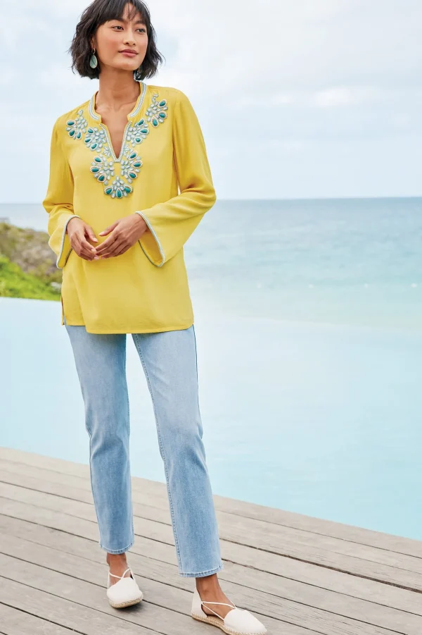 Global Artistry-Soft Surroundings Petites Soraya Embellished Tunic Sunstruck