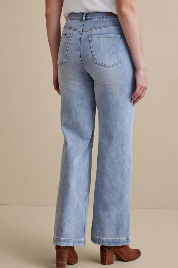 Everyday Styles | Wear Now Styles-Soft Surroundings Petites Ultimate Denim Wide Leg Jeans Ocean Air Wash