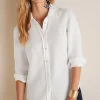 long sleeve | shirts-Soft Surroundings Petites Vano Linen Shirt White