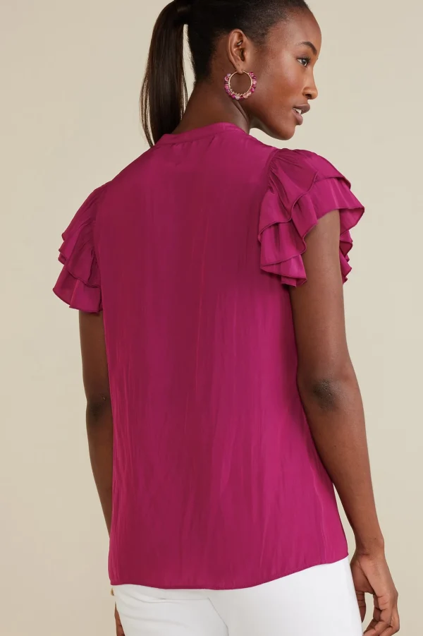 Feminine Flourish-Soft Surroundings Petites Victoria Ruffle Tunic Sangria