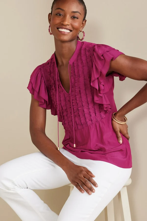 Feminine Flourish-Soft Surroundings Petites Victoria Ruffle Tunic Sangria