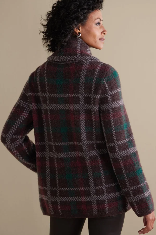 Jackets & Coats | Sweaters & Cardigans-Soft Surroundings Plaid Sweater Coat Brown Plaid