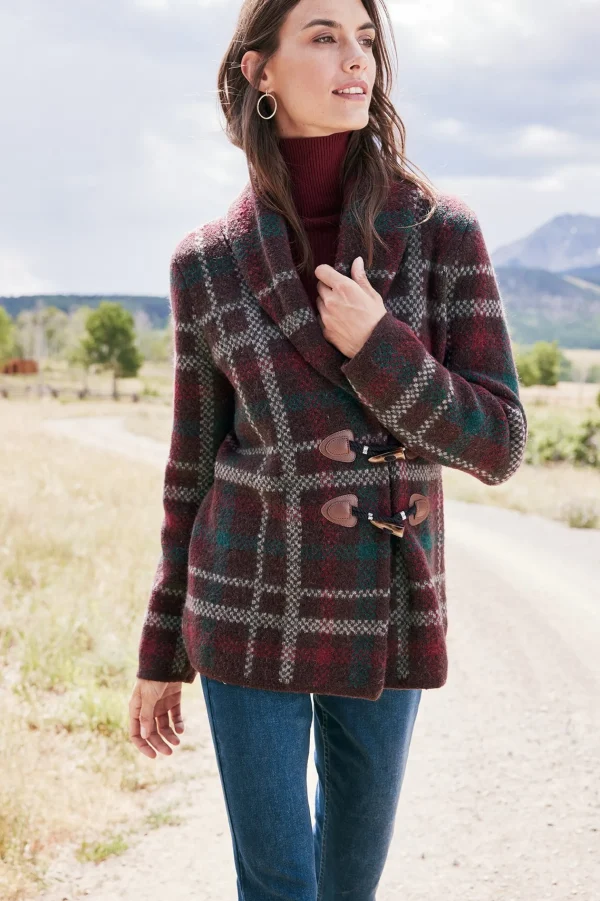 Jackets & Coats | Sweaters & Cardigans-Soft Surroundings Plaid Sweater Coat Brown Plaid