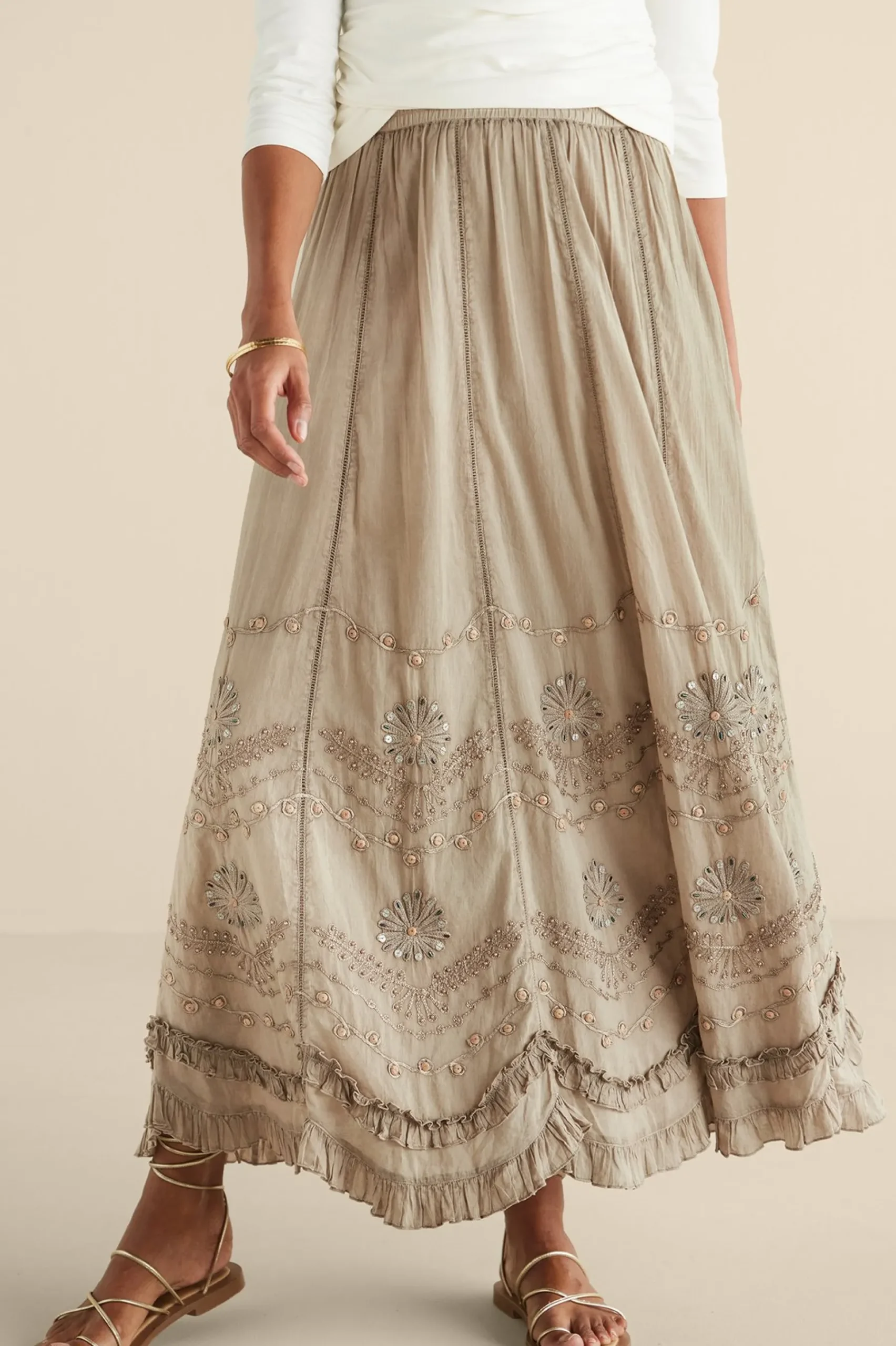 portia_skirt_1.webp Feminine Flourish | Vacation Shop-Soft Surroundings Portia Skirt Taupe