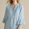 Feminine Flourish | Into The Blues-Soft Surroundings Raisa Linen Blend Top Blue Bell