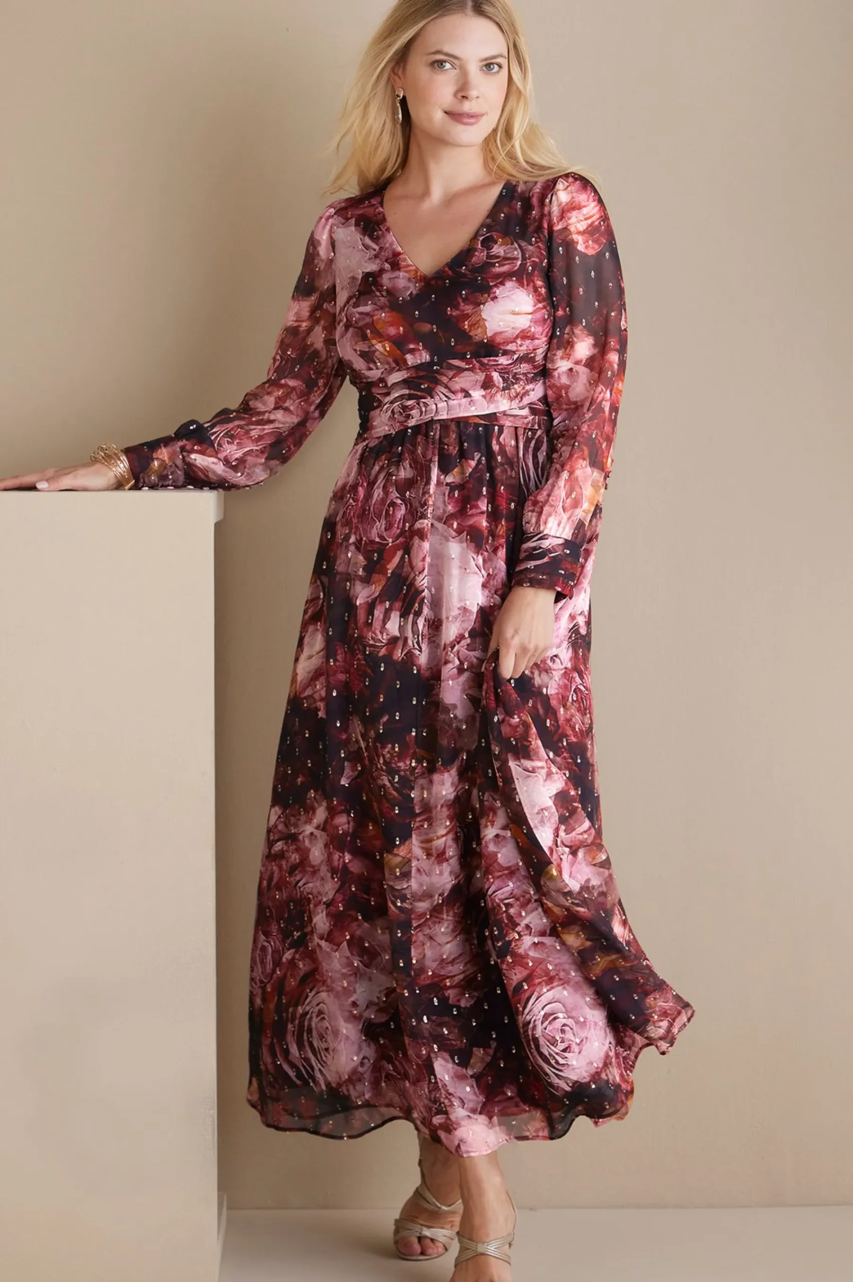 rina_silk_dress_1.webp Feminine Flourish | occasion dresses-Soft Surroundings Rina Silk Dress Multi Floral