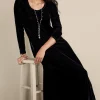 Feminine Flourish | EVelvet Styles-Soft Surroundings Santiago Stretch Velvet Dress Black