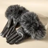 Hats-Soft Surroundings Sasha Faux Fur Leather Gloves Black/Snow