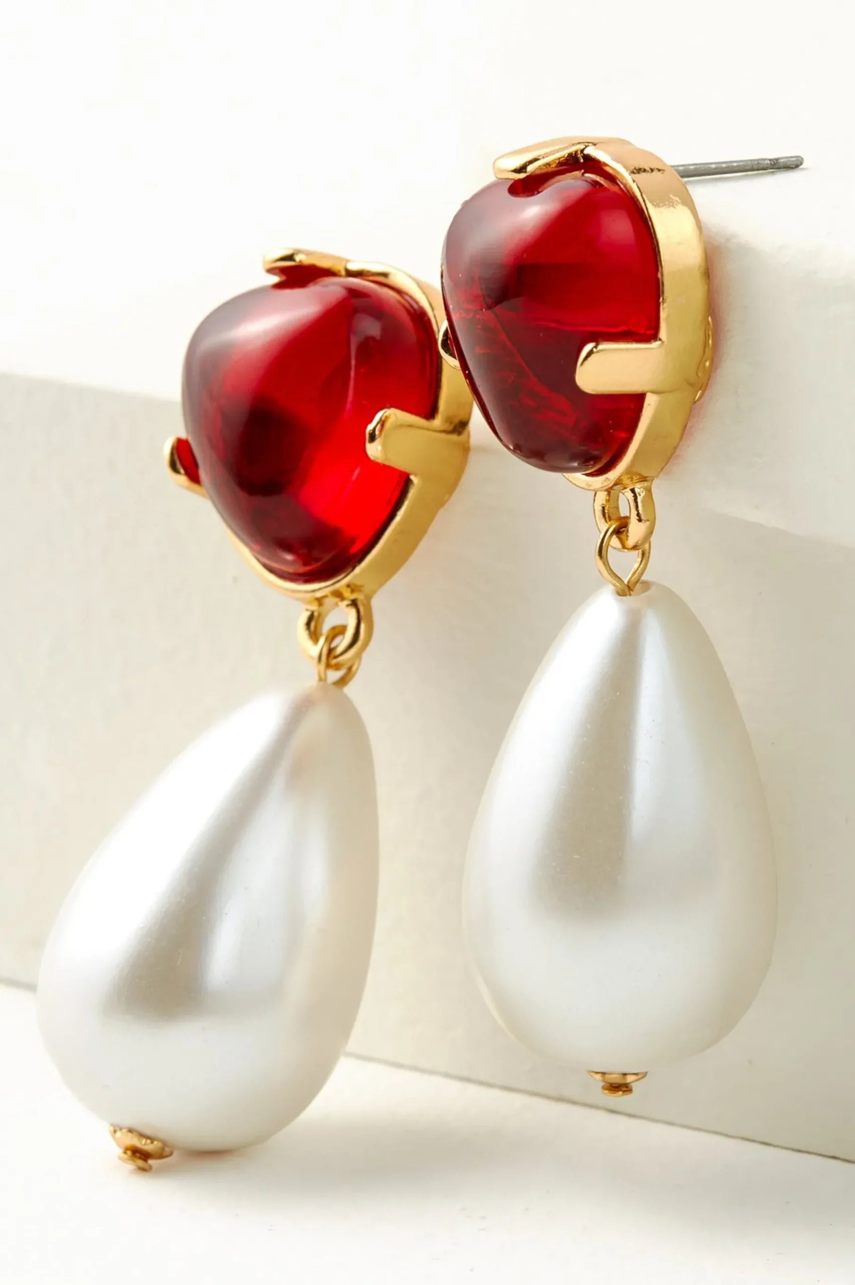 scarlett_drop_earring_0.webp Earrings | earrings-Soft Surroundings Scarlett Drop Earring Red/Pearl