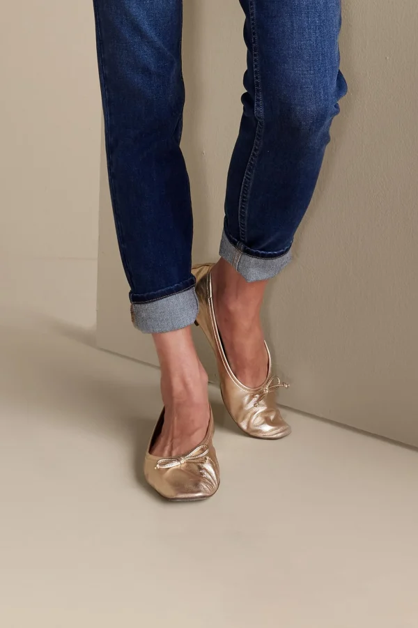 flats-Soft Surroundings Schutz Arissa Bow Ballet Flat Navy Moon