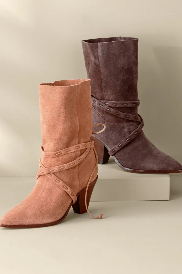 boots-Soft Surroundings Schutz Portia Belted Bootie Honey Peach