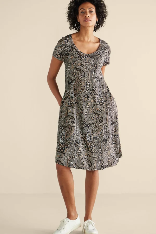 Vacation Shop | casual-Soft Surroundings Short Santiago Gaia Dress Global Paisley Black