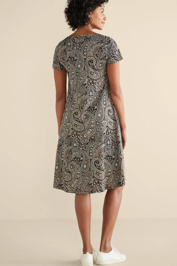 Vacation Shop | casual-Soft Surroundings Short Santiago Gaia Dress Global Paisley Black