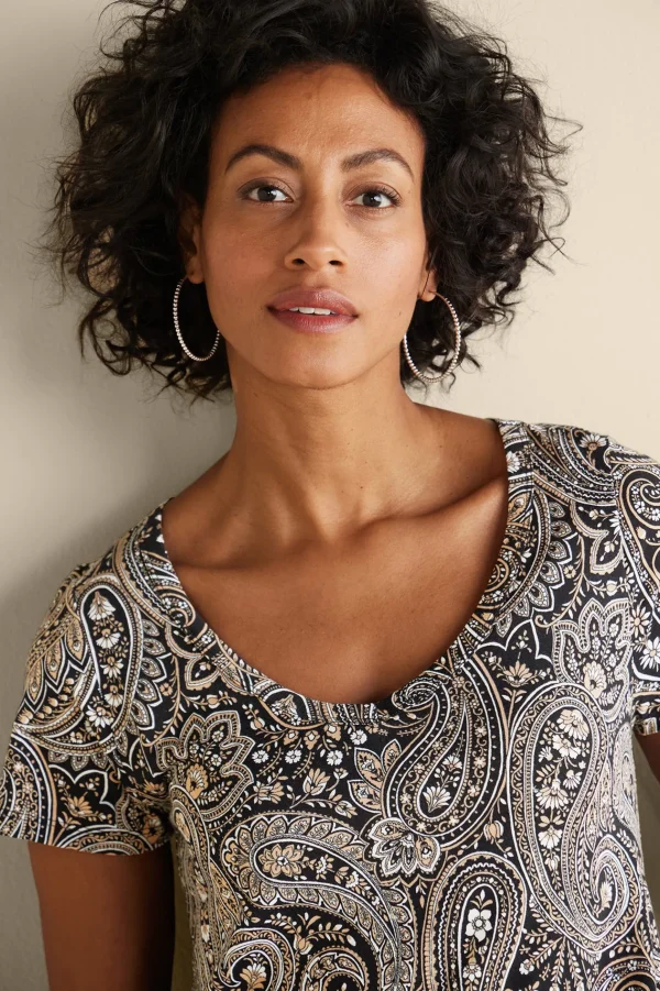 Vacation Shop | casual-Soft Surroundings Short Santiago Gaia Dress Global Paisley Black