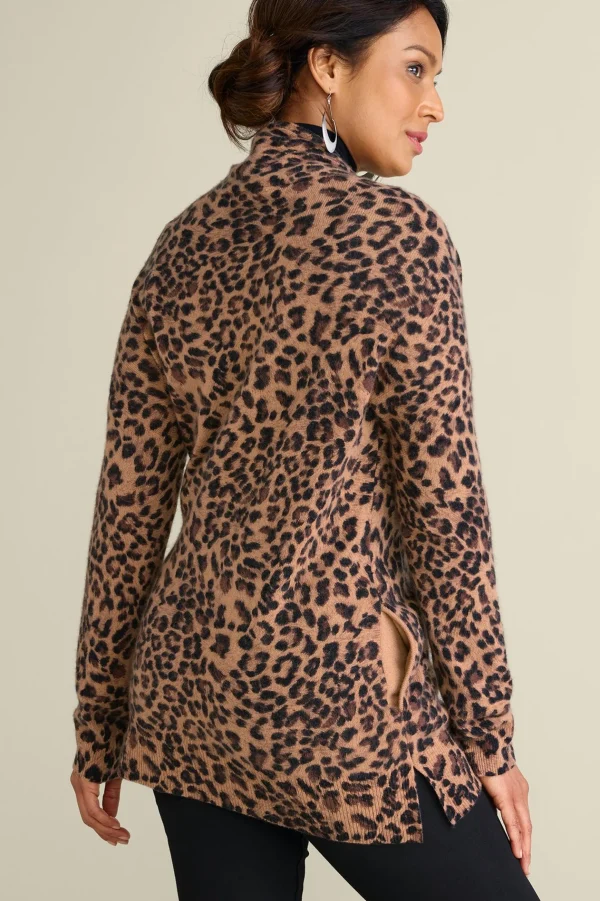 Sweaters & Cardigans | prints-Soft Surroundings Sibyl Cashmere Printed Cardigan Snow Leopard