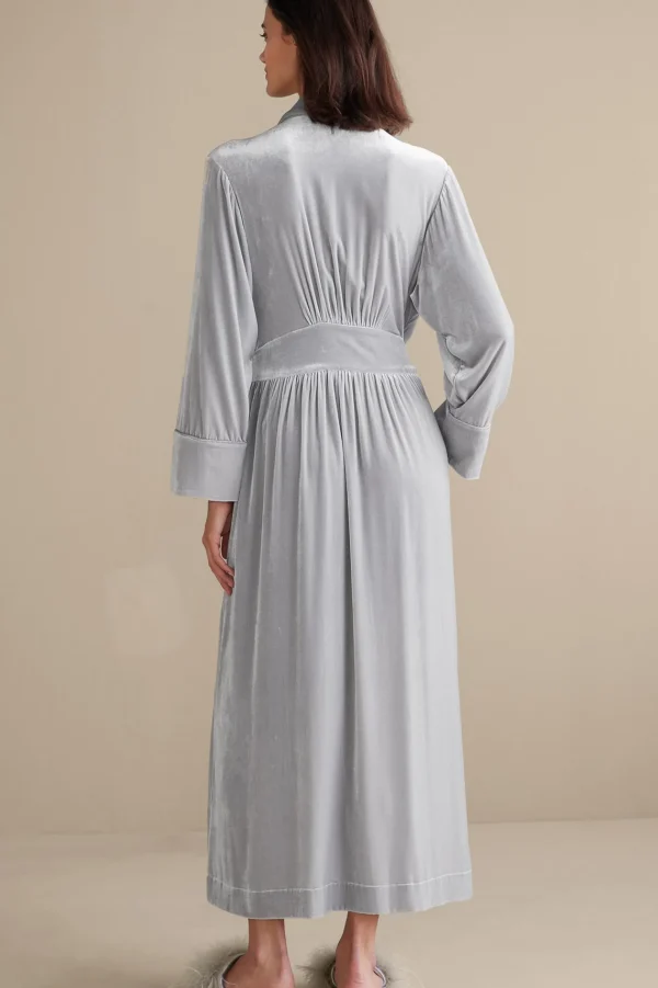 Sleepwear & Lounge | EVelvet Styles-Soft Surroundings Silk Velvet Robe Platinum Grey