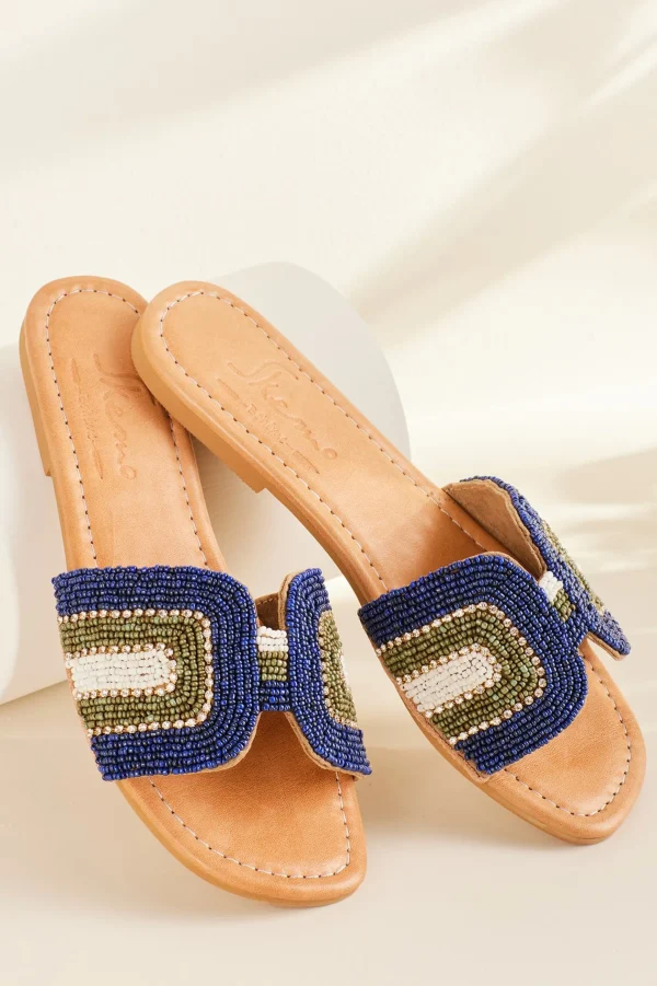 sandals | flats-Soft Surroundings Skemo Cabo Beaded Slide Blue Multi