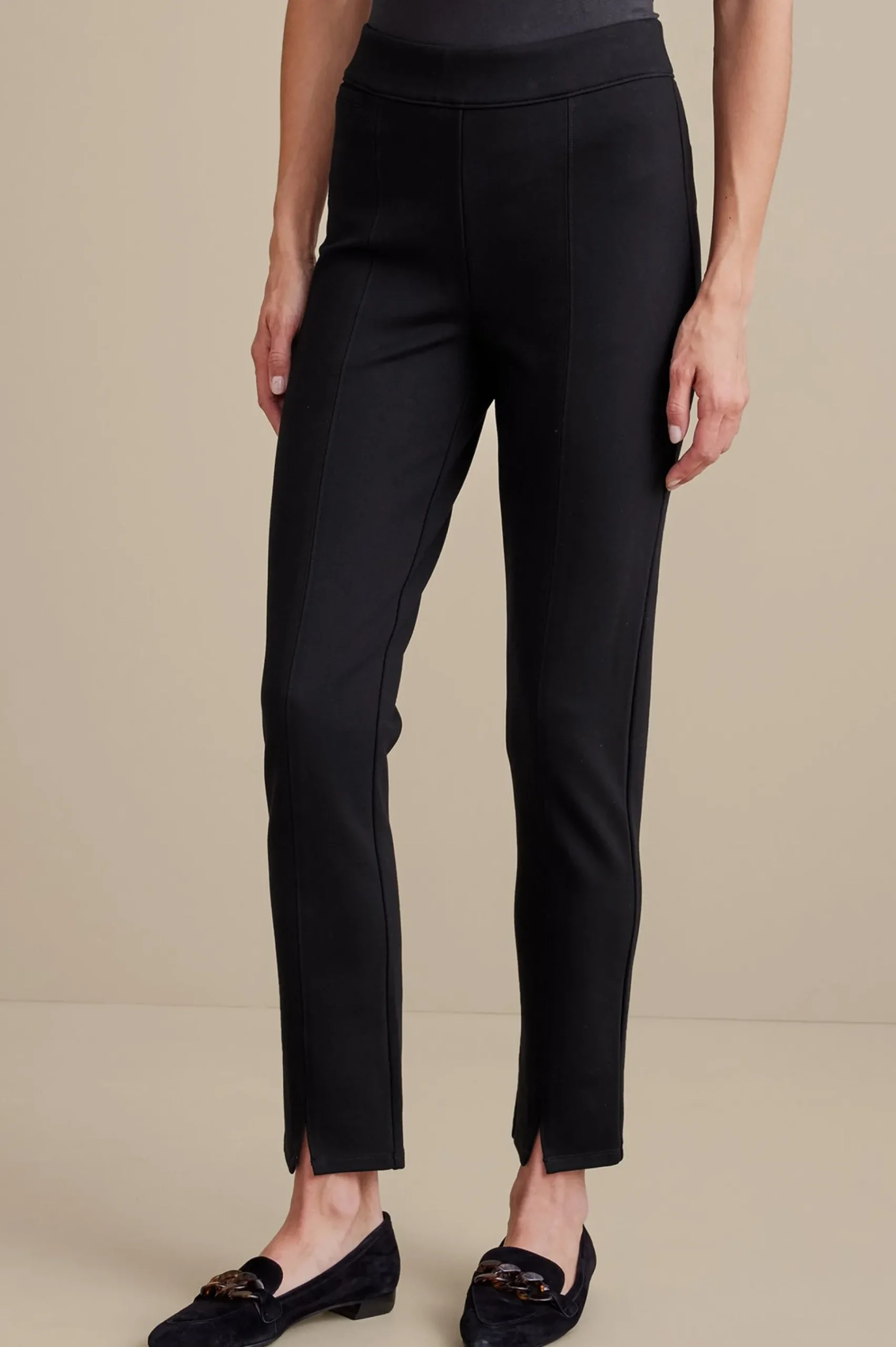 soft_essential_ponte_slim_1.webp Soft Essential Styles | Everyday Styles-Soft Surroundings Soft Essential Ponte Slim Ankle Pants Black