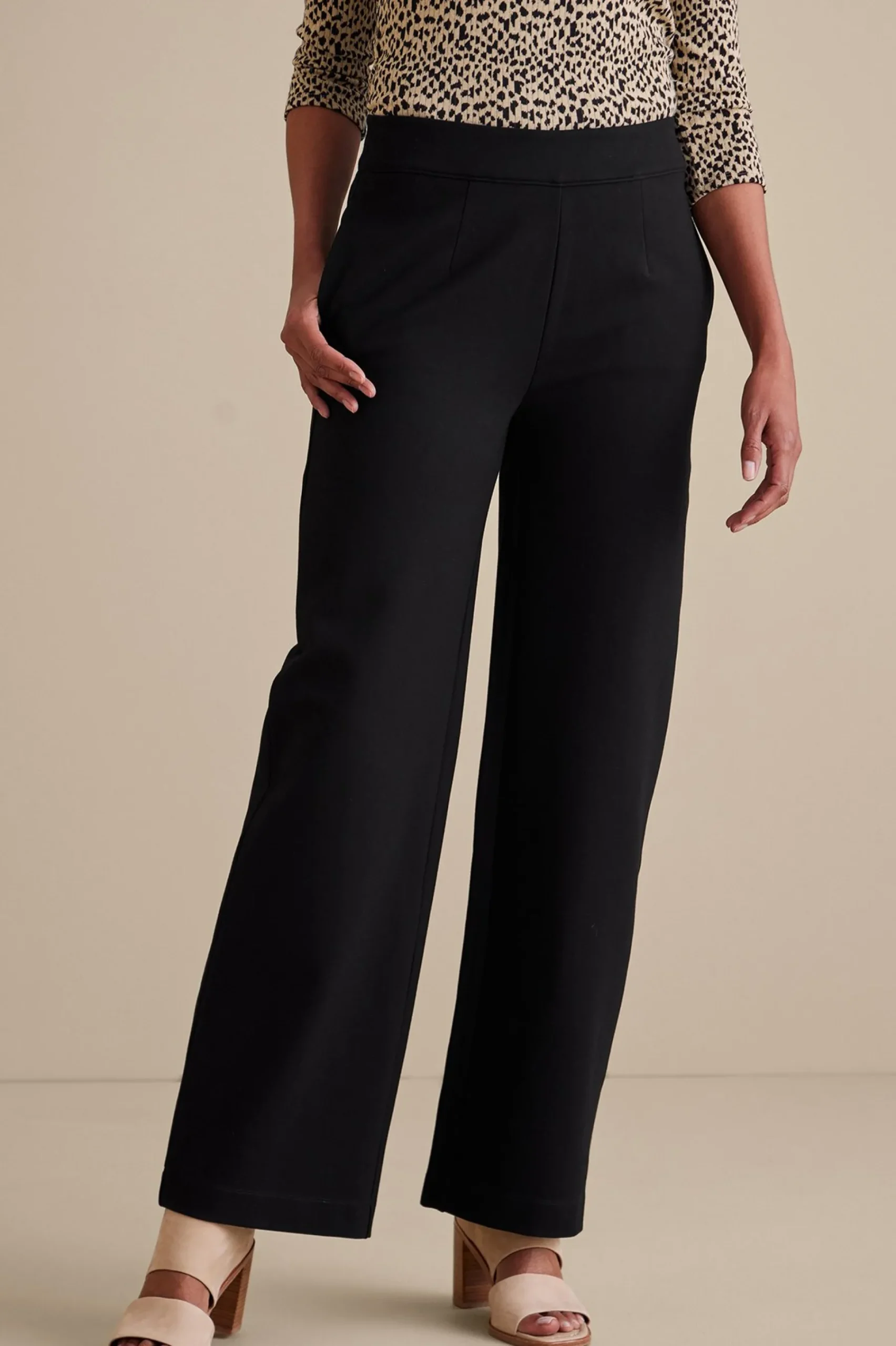 soft_essential_ponte_wide_1.webp Soft Essential Styles | full length-Soft Surroundings Soft Essential Ponte Wide Leg Pants Black