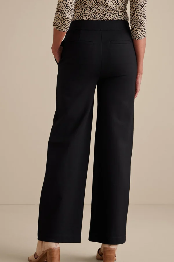Soft Essential Styles | full length-Soft Surroundings Soft Essential Ponte Wide Leg Pants Black