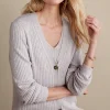 Soft Essential Styles | Everyday Styles-Soft Surroundings Soft Essential™ Ribbed Button-Front Cardi Light Grey Heather
