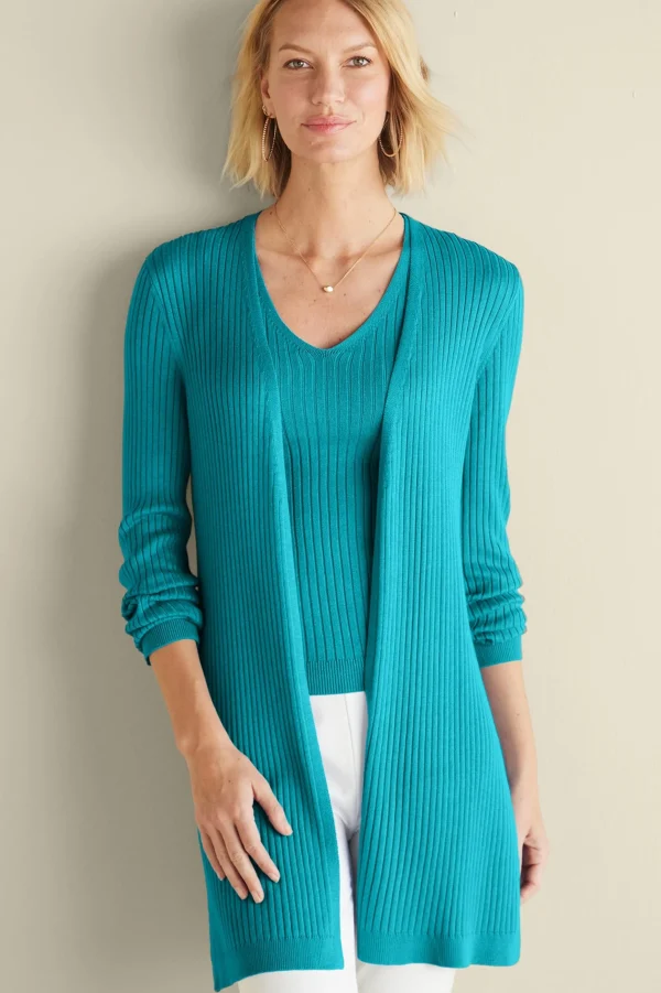 Everyday Styles | Vacation Shop-Soft Surroundings Soft Essential™ Ribbed Long Cardi Black
