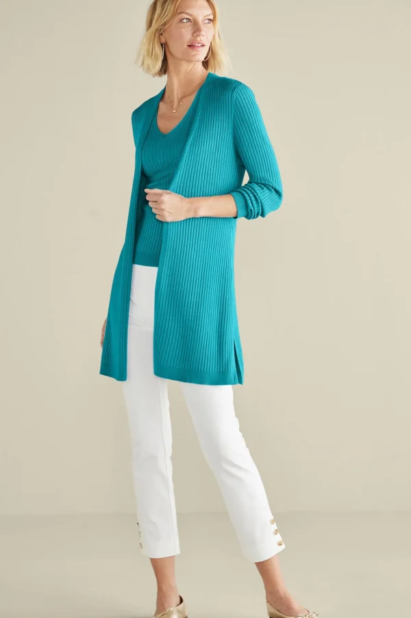 Everyday Styles | Vacation Shop-Soft Surroundings Soft Essential™ Ribbed Long Cardi Black