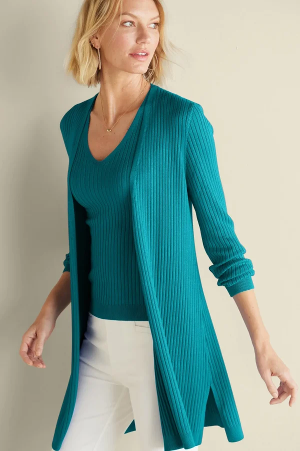 Everyday Styles | Vacation Shop-Soft Surroundings Soft Essential™ Ribbed Long Cardi Black
