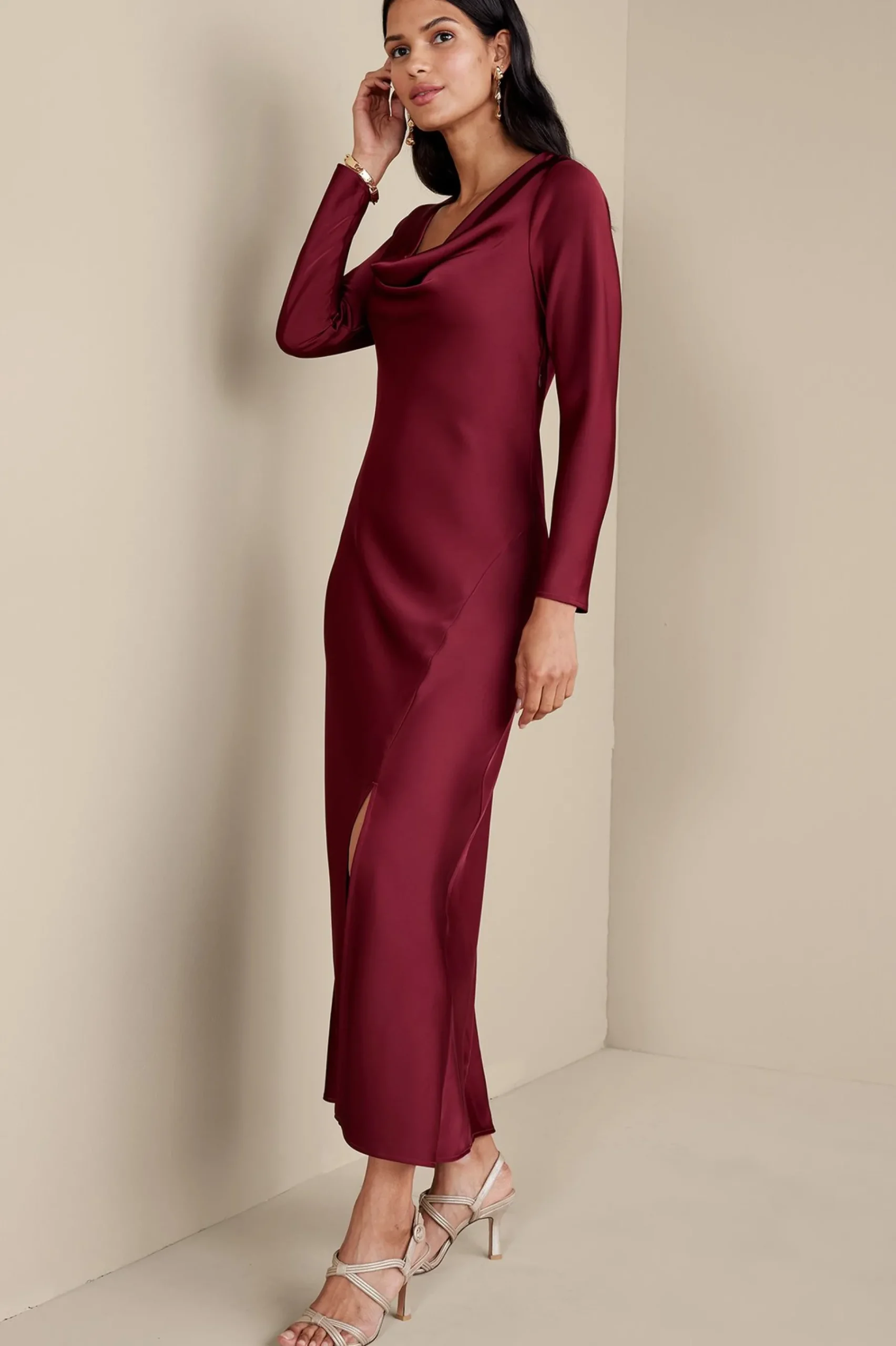 solange_satin_dress_1.webp occasion dresses | solids-Soft Surroundings Solange Satin Dress Cabernet