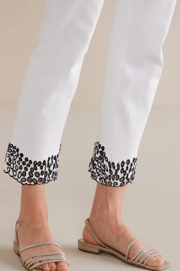 cropped | ankle-Soft Surroundings Solene Eyelet Denim Crop Jeans White