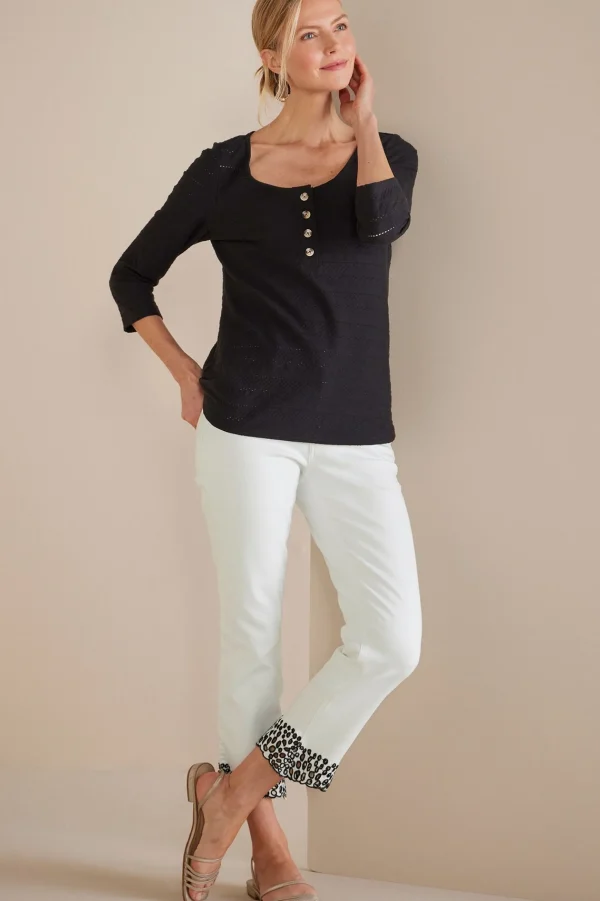 cropped | ankle-Soft Surroundings Solene Eyelet Denim Crop Jeans White