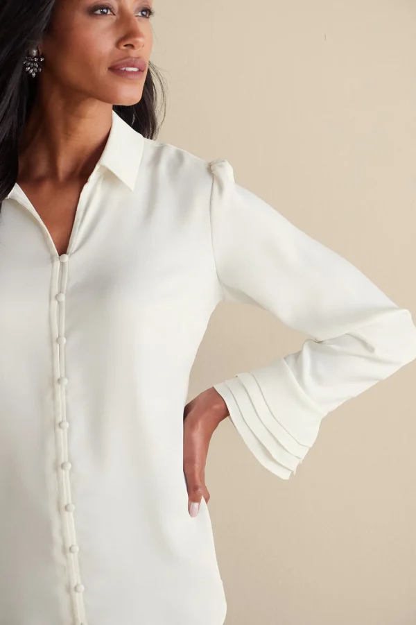 Everyday Styles | long sleeve-Soft Surroundings Sonnet Blouse Ecru