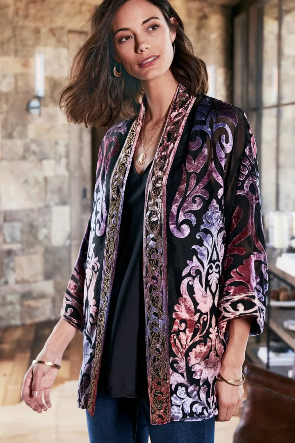 Feminine Flourish | EVelvet Styles-Soft Surroundings Sophia Topper Purple Gold Metallic