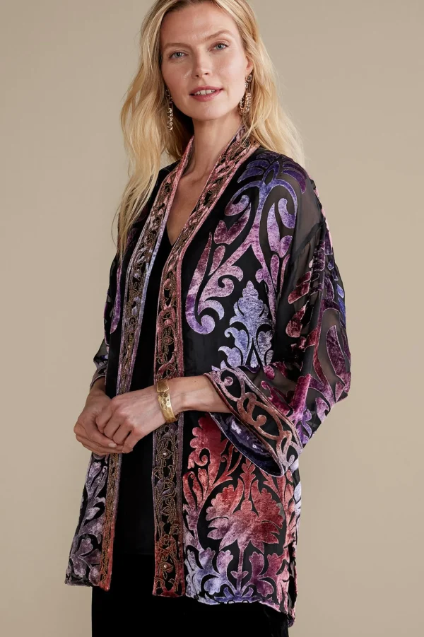 Feminine Flourish | EVelvet Styles-Soft Surroundings Sophia Topper Purple Gold Metallic