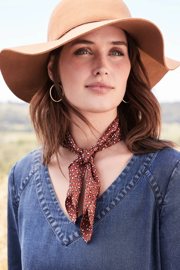 Scarves & Wraps-Soft Surroundings Sylvia Silk Square Scarf Rust Multi
