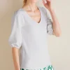 elbow length | pullovers-Soft Surroundings Tabitha Puff Sleeve Top White